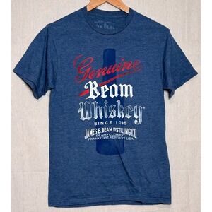 Jim Beam Whiskey Graphic T-Shirt‎ Mens Small Blue Heather Short Sleeve Crewneck